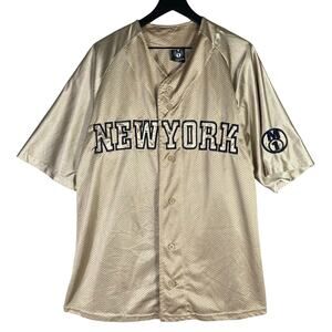 Match One Gold New York Mesh Baseball Jersey 05 Back Size L Korea Y2K Streetwear